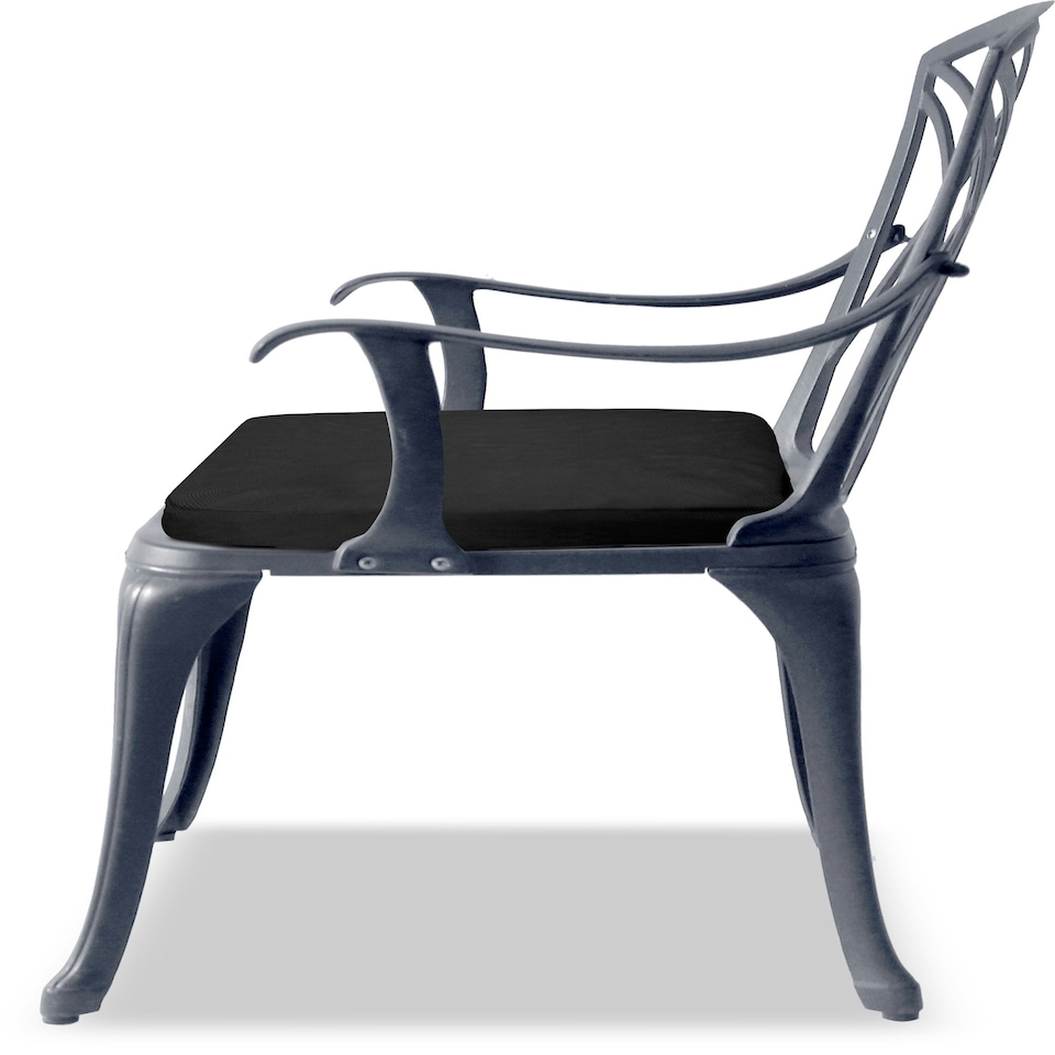 image 1 of Centurion Supports OSHOWA Luxurious Garden and Patio Table and 2 Large Chairs with Armrests Cast Aluminium Bistro Set - Grey with Black Cushions