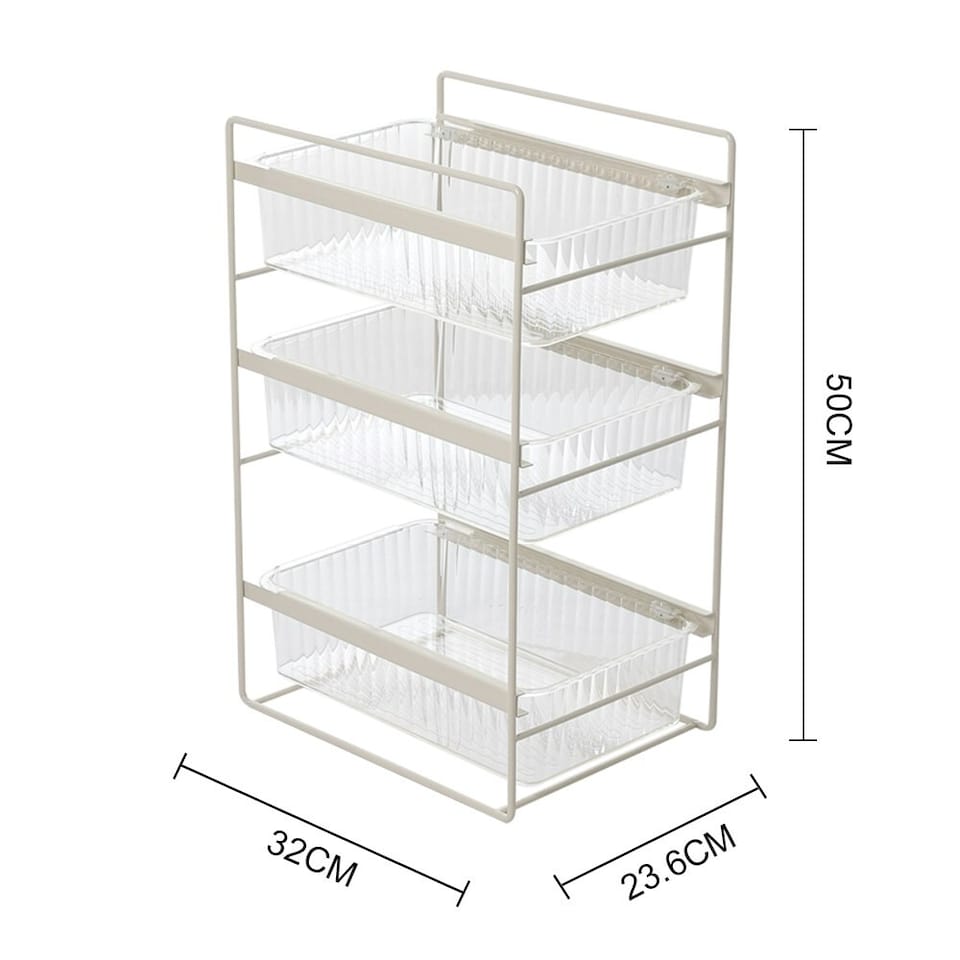 image 1 of Living and Home 3-Tier Sliding Under Sink Cabinet Organizer - White | Multi