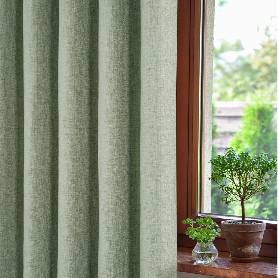 image 1 of Amberley Eyelet Thermal Door Curtain 66" x 84" - Sage