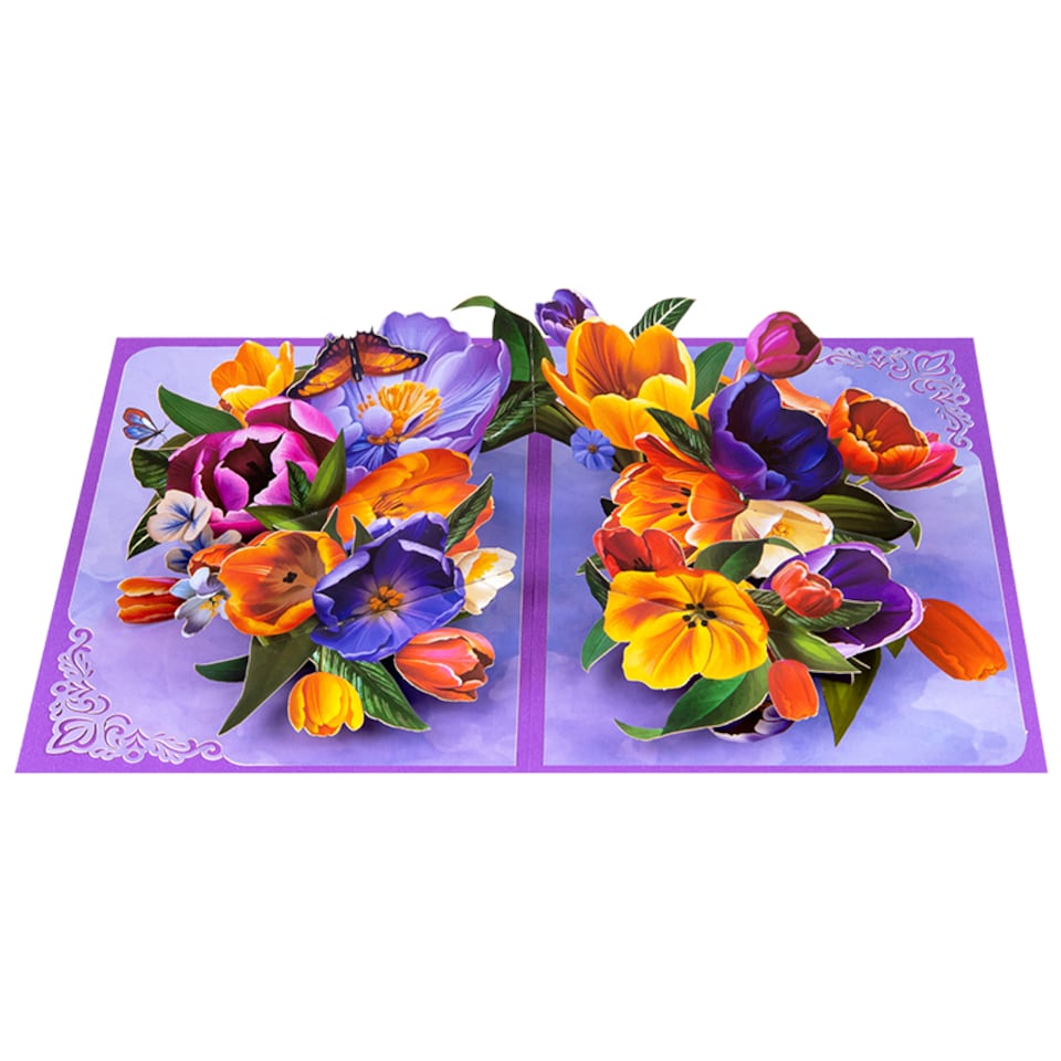 image 1 of Joyful Blossoms Spring Bouquet 3D Pop Up Greeting Card