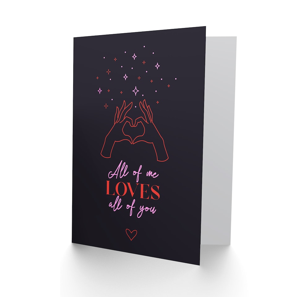 image 1 of Line Art Hand Loves All of You Heart Valentines Greetings Card