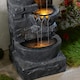 image 5 of Teamson Home Garden Outdoor Water Feature, 4 Tier Cascading Bowl Water Fountain, With Warm LED Lights, Dark Grey