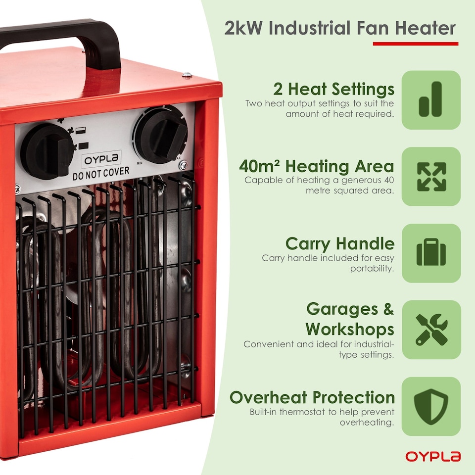 image 1 of 2kW Electric Industrial Workshop Garage Space Fan Heater