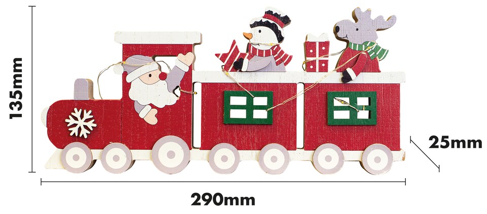 image 1 of St Helens Red Wooden Festive Ornamental Train With Led Light
