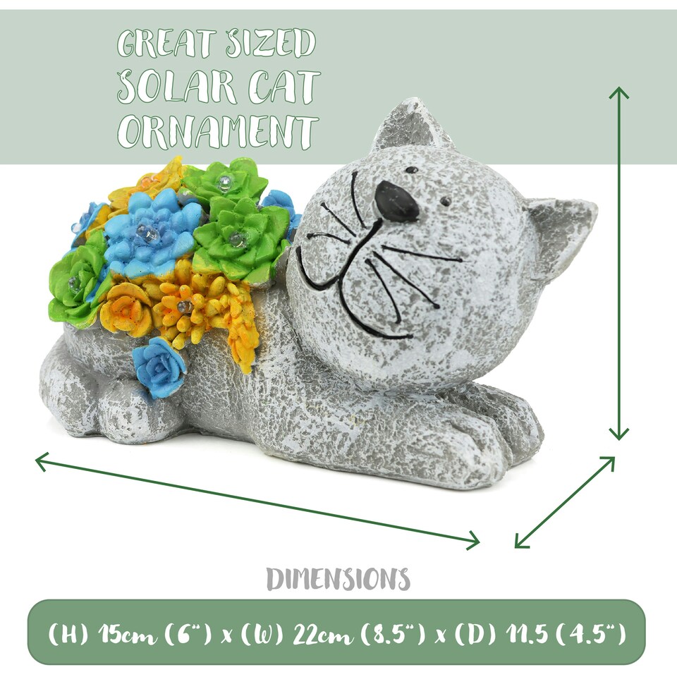 image 1 of Solar Cat Statue Garden Ornaments Outdoor Decorations