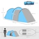 image 5 of Outsunny 3 Man Camping Tent w/ 2 Rooms Porch Vents Rainfly Weather-Resistant