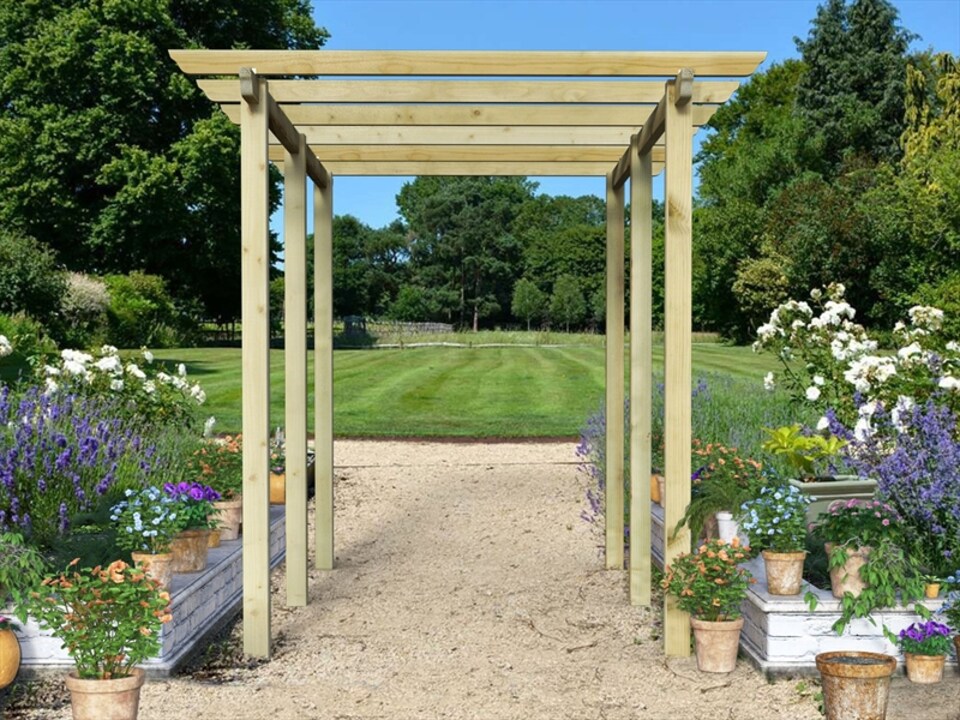 image 1 of eDecks Royal Walkway Garden Pergola X-Wide w/ Concrete In Posts 2.7m - 4.8x3.6m