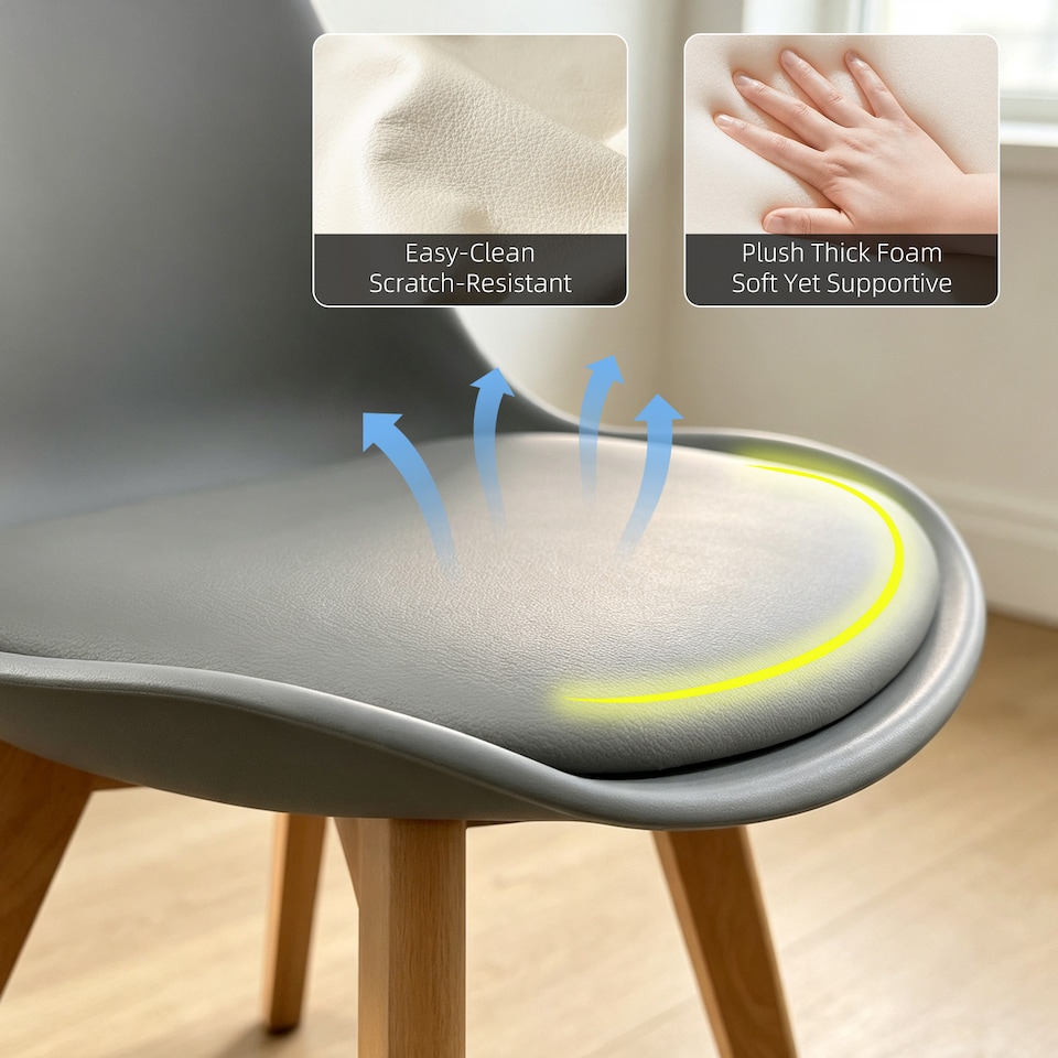 image 1 of MCC Direct Single Plastic Dining Chair with Solid Wooden Legs Kitchen Chair Eva