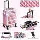 image 4 of Yaheetech Aluminum Makeup Train Case with Slide-Out Drawer Black Pink | Glitter Pink