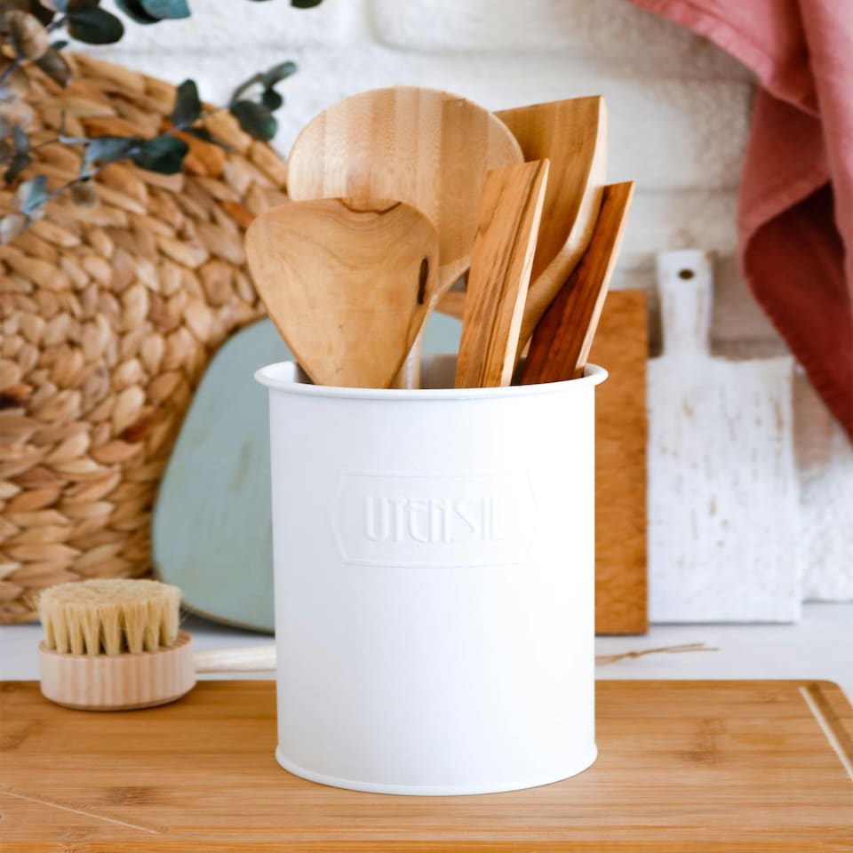 image 1 of White Utensil Jar