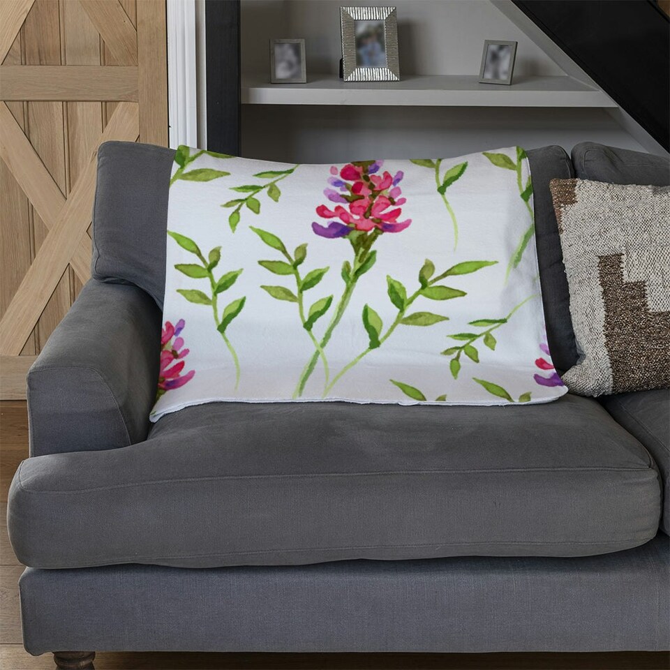 image 1 of Pink & Green Leaves (Blanket)