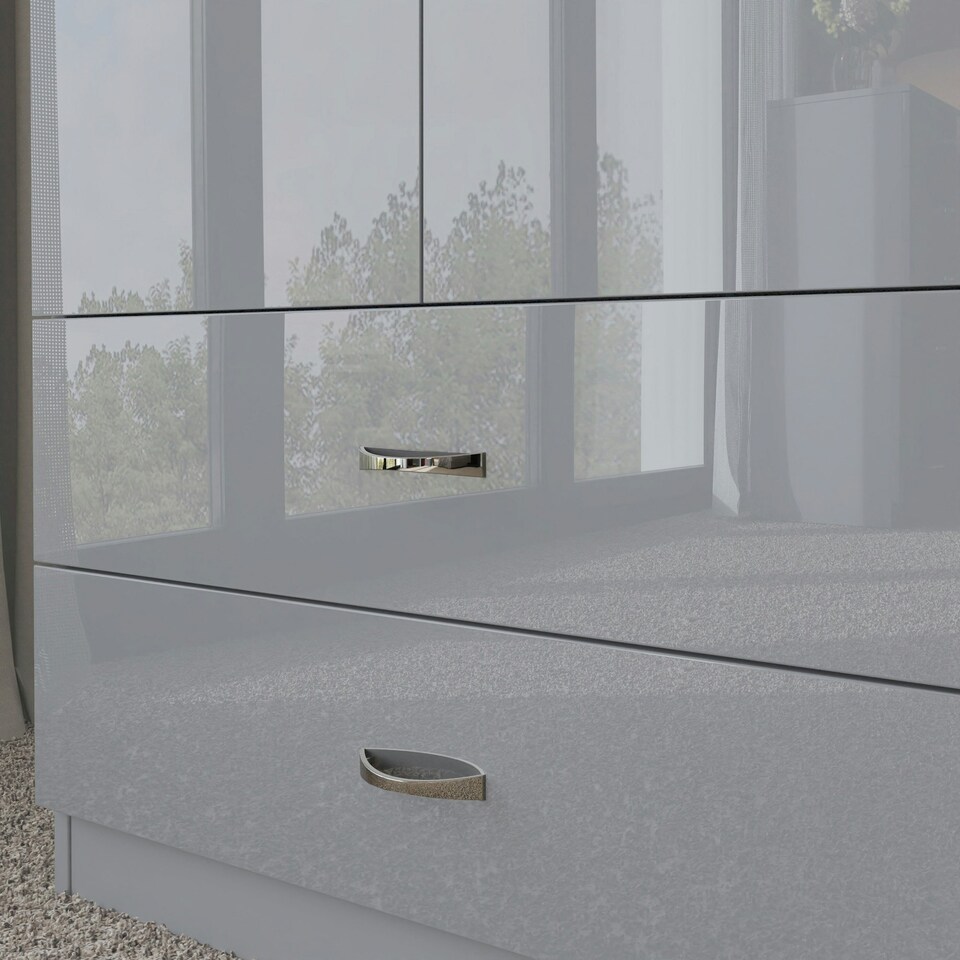 image 1 of FWStyle Chilton Combination Wardrobe 2 Door 2 Drawer - Grey Gloss Front Grey