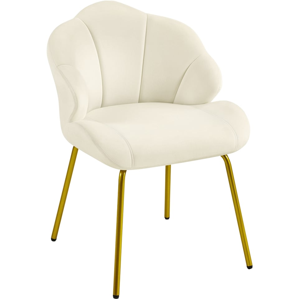 image 1 of Yaheetech Vanity Chair with Shell-shaped Backrest and Golden Metal Legs for Living Room-Beige