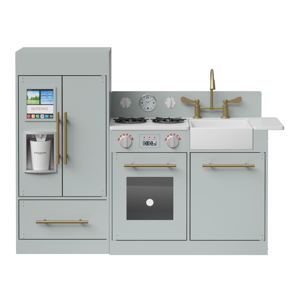 image 1 of Teamson Kids Little Chef Charlotte Modern Play Kitchen, Silver Gray/Gold