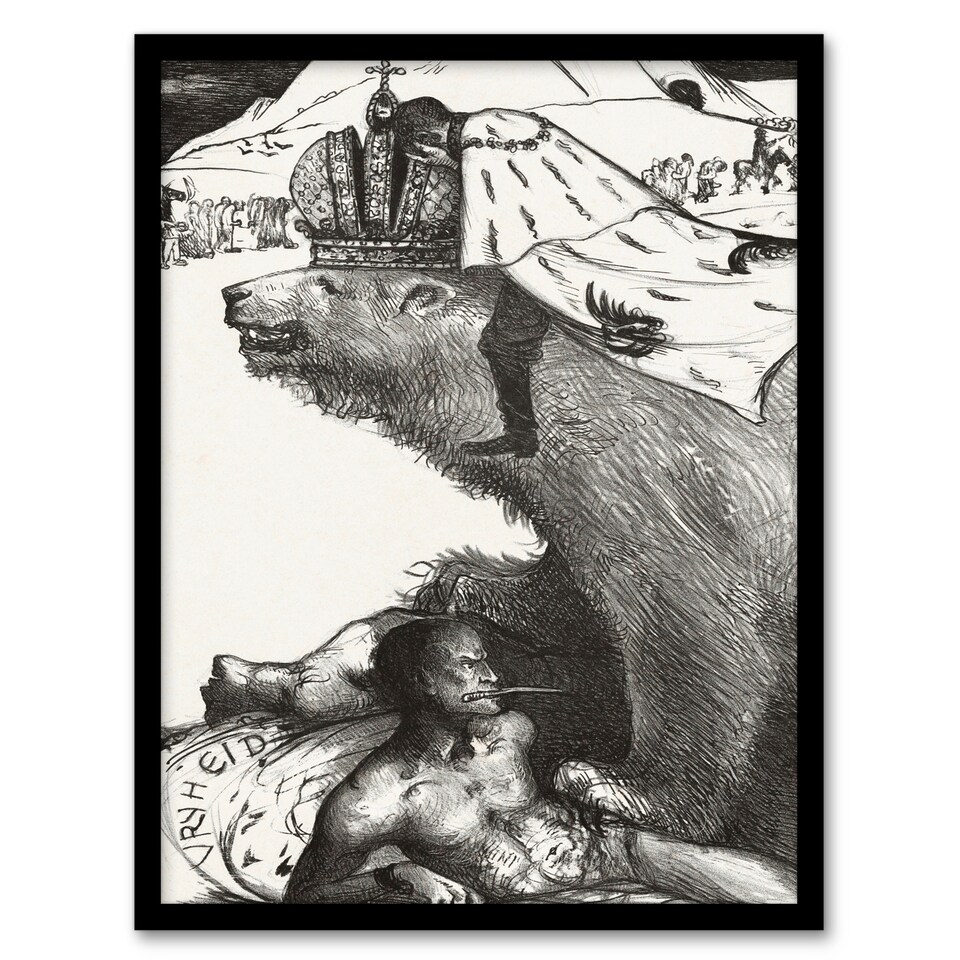 image 1 of Richard Roland Holst Framed Wall Art Tsar Nicholas II on the Russian Bear