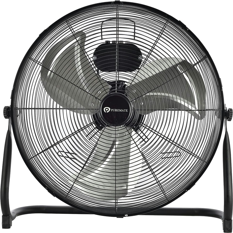 image 1 of PureMate 20-Inch Chrome Gym Floor Fan - Black