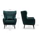 image 7 of Winslow Wing Back Fabric Occasional Button Back Armchair w Footstool (Green)