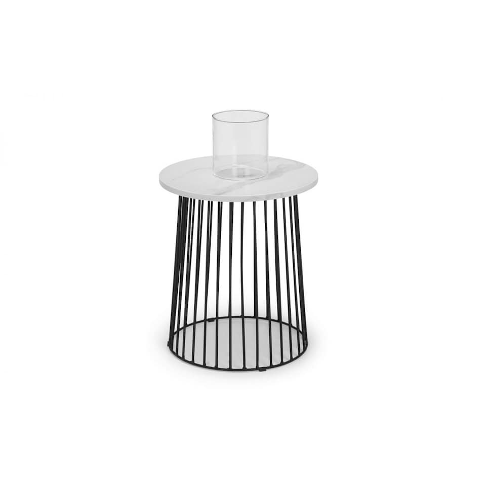 image 1 of White Classic Marble Round Lamp Table White