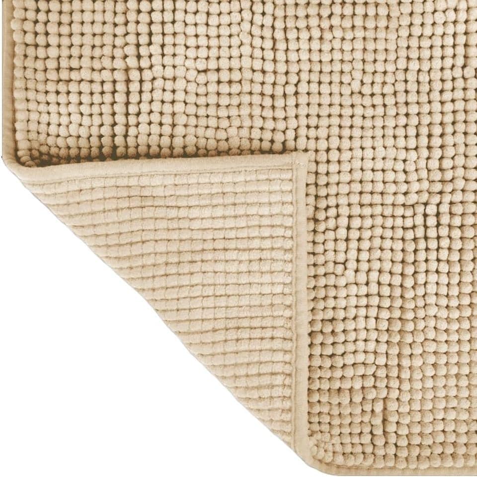 image 1 of Chenille Bobble Bath Mat Non-Slip 60 x 90cm - Beige