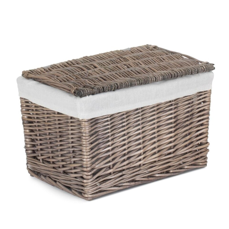 image 1 of 36cm Taupe Wash Finish Storage Wicker Hamper Basket | Grey | Grey | XL