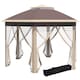 image 1 of Outsunny 3x4m Hexagon Gazebo w/ Mesh Curtains Outdoor Garden, Khaki