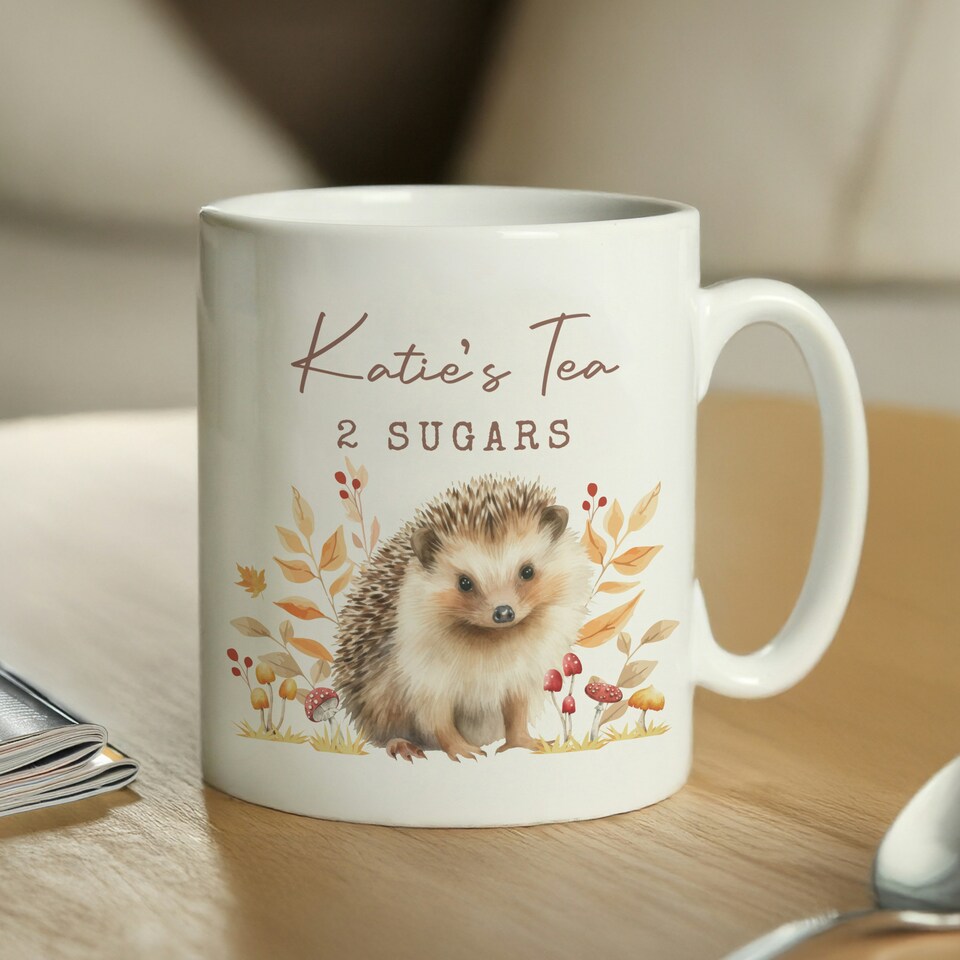image 1 of Personalised Hedgehog Mug White