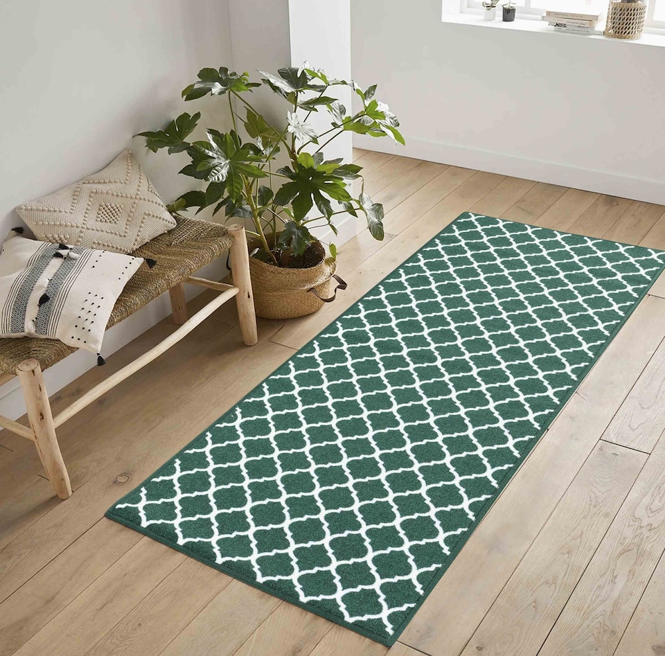 image 1 of Machine Washable Trellis Design Anti Slip Doormats - Runners
