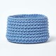 image 1 of Homescapes Blue Cotton Knitted Round Storage Basket - 37 x 21cm | Blue | M