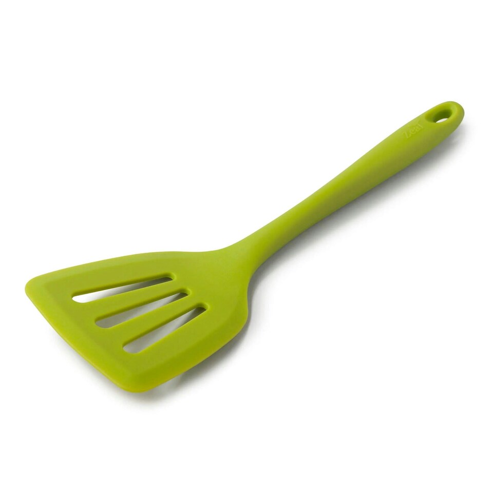 image 1 of Zeal Silicone Flexible Slotted Kitchen Turner, 30cm, Lime Green