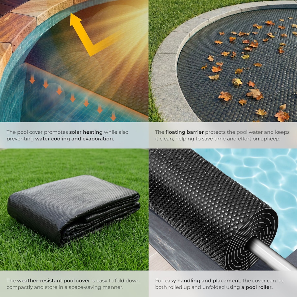 image 1 of Pool Solar Cover to Protect and Warm Round Swimming Pools | Black | black | 1