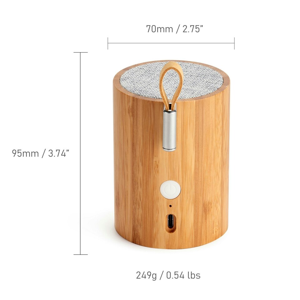 image 1 of Gingko Drum Light Bluetooth Speaker, Bamboo Wood