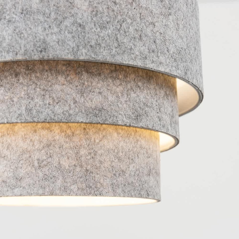 image 1 of ValueLights Aztec 3 Tier Grey Felt Ceiling Light Shade & Bulb | Grey