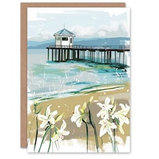 Scottish Beach Pier Lily Wildflowers Him Her Birthday Card