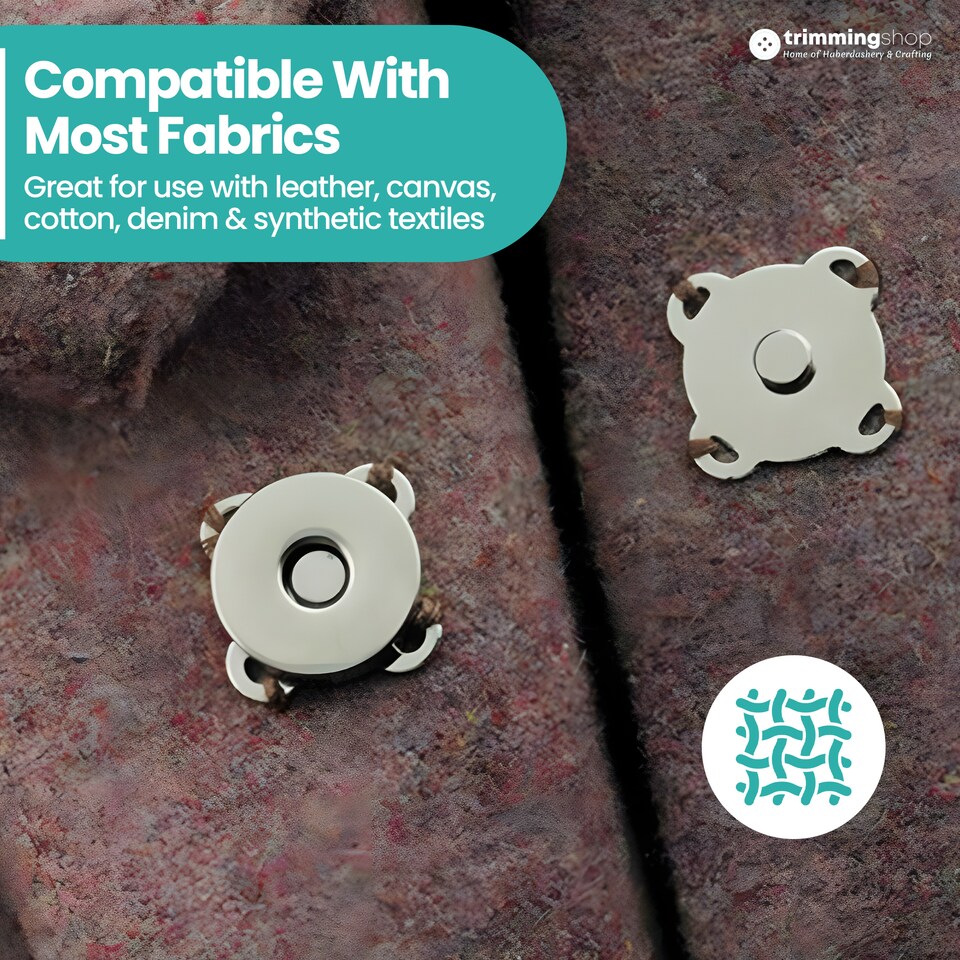image 1 of 18mm Sew On Magnetic Press Stud Clasps, 2-Part Snap Fasteners - 2pcs