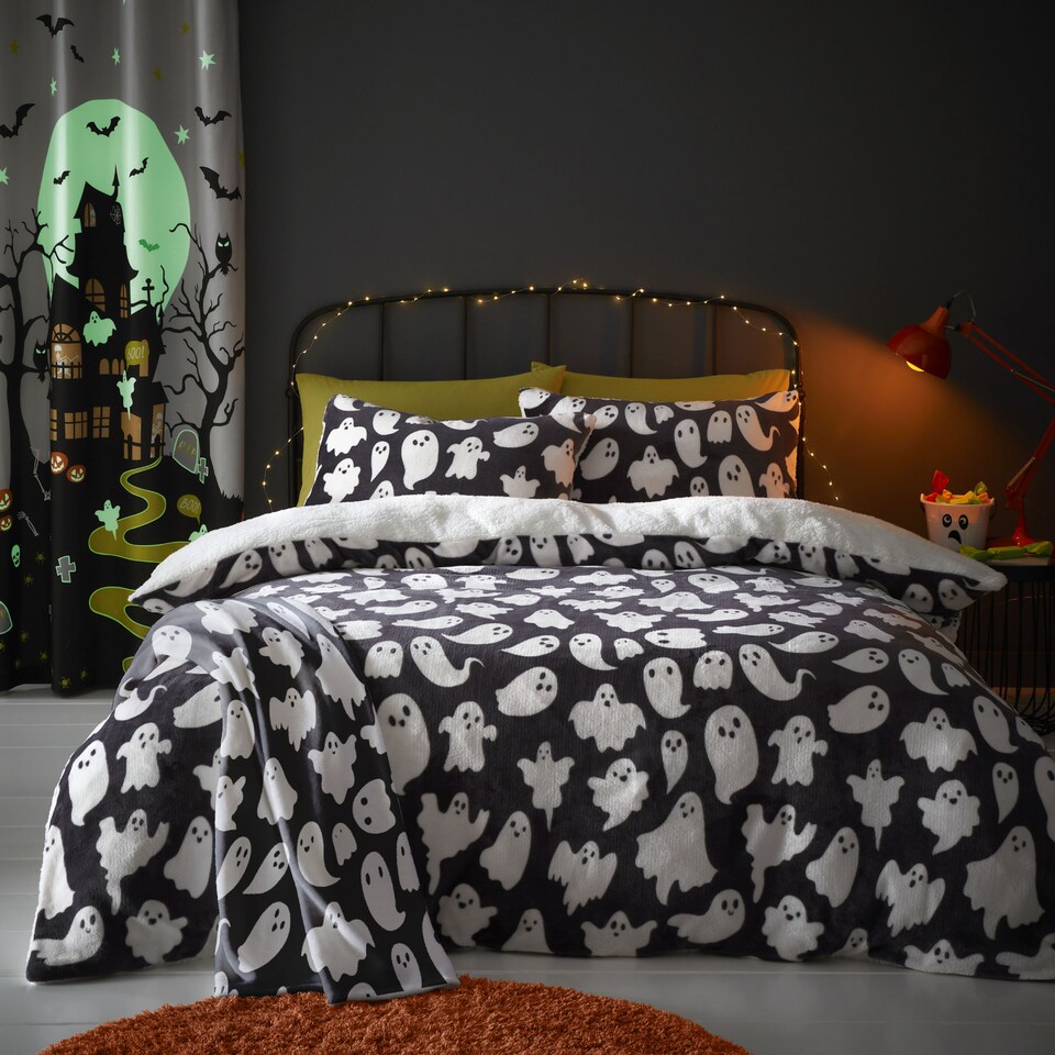 image 1 of Bedlam Spooky Ghosts Duvet Cover Set Grey