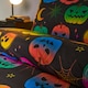 image 3 of OHS Halloween Pumpkin Ghost Ghouls Soft Plush Warm Duvet Cover and Pillowcase Bedding Set Black | Double