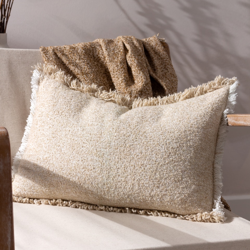 image 1 of Yard Doze Woven Fringed Cushion, Natural, 40 x 60cm