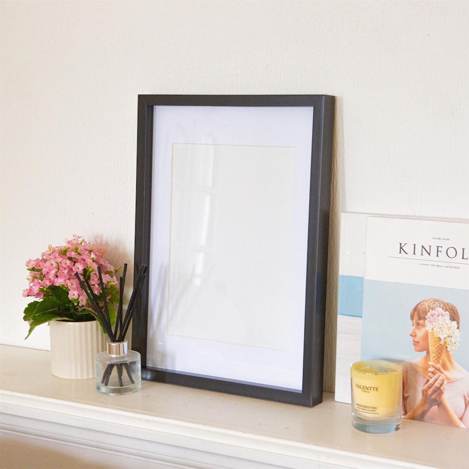 image 1 of Nicola Spring 5x Photo Frames with White A4 Mount - A3 (12" x 17") Black Portrait Hanging Wall Mounted Picture Display Frame
