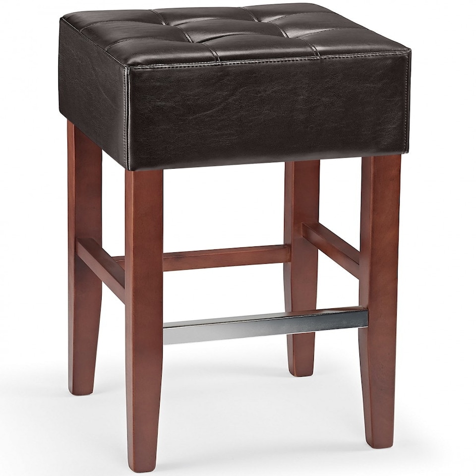 Primo Bar Stool Brown Real Bonded Leather Walnut Frame Brown