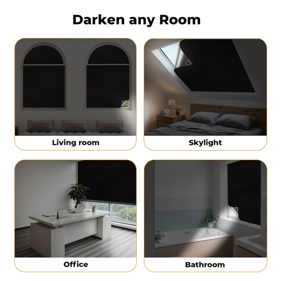 image 1 of Marlow Magnetic Blackout Blind 115x145cm Blockout Window Curtain | Black | One Size