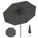image 1 of COSTWAY 290 cm Solar Patio Parasol Umbrella 96 LED Lights Grey Grey