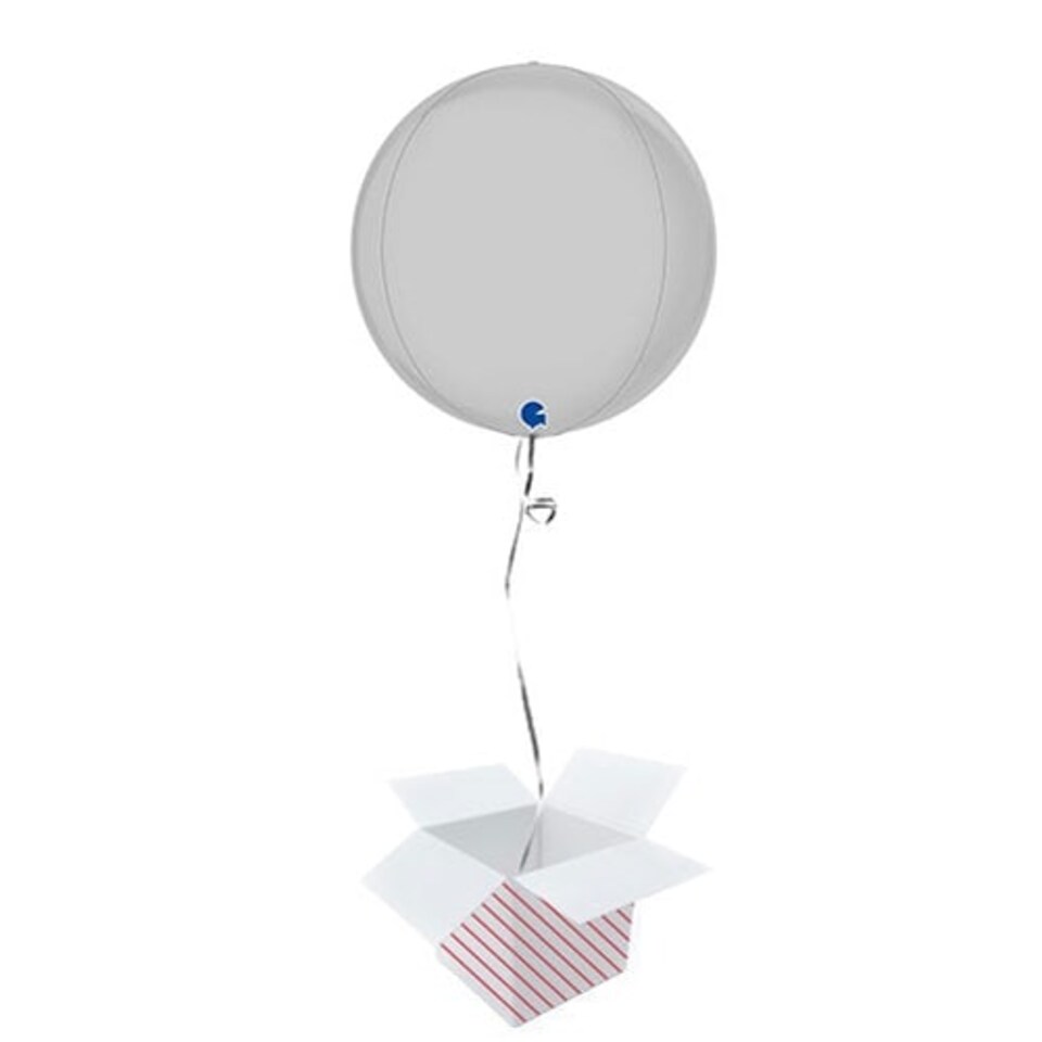 Satin White 4D Large Globe Foil Helium Balloon - Inflated Balloon in a Box