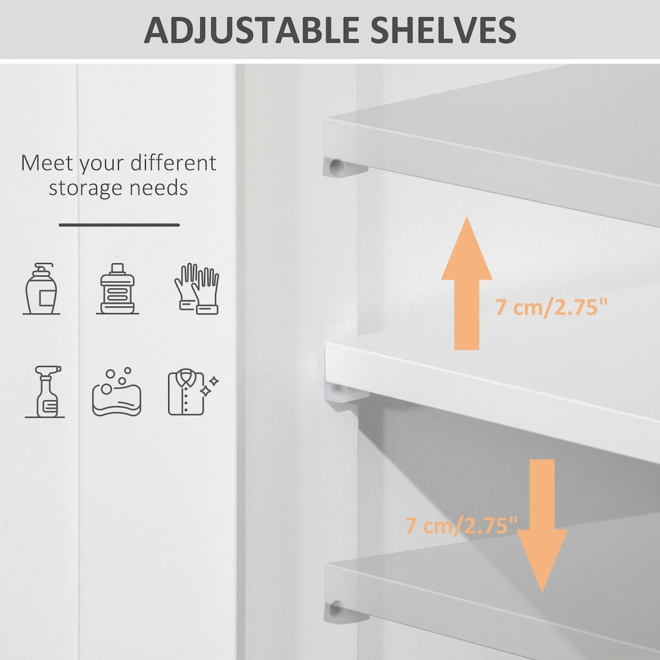 image 1 of kleankin Bathroom Storage Cabinet with Adjustable Shelf and Removable Drawers