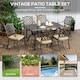 image 5 of Outsunny 7-PC Cast Aluminum Patio Dining Set w/ Umbrella Hole & Cushion, Bronze | Bronze | Bronze tone, Khaki | Table: 150x90x72.5cm, Chair: 62x65x91cm