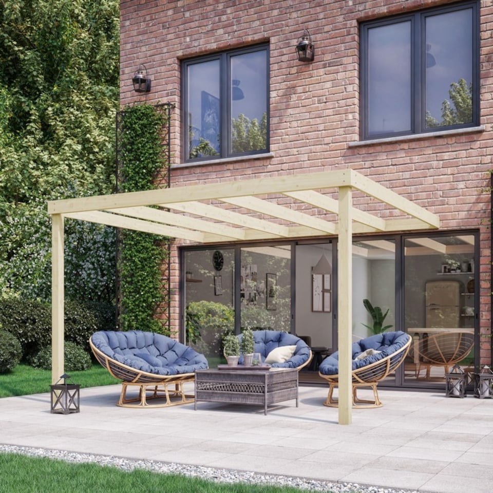 image 1 of Wall Mounted Box Pergola - Wood - L300 x W420 x H270 cm - Light Green