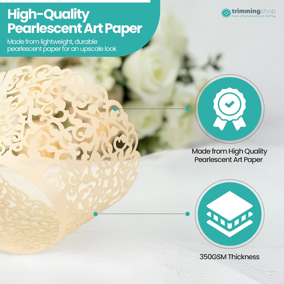 image 1 of Cupcake Wrappers Laser Cut Floral Design Paper Cup Holders - 25pcs