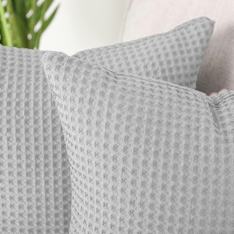 image 1 of Two Pack Waffle Cushion Covers 65 x 65cm - 100% Cotton Grey | Graphite