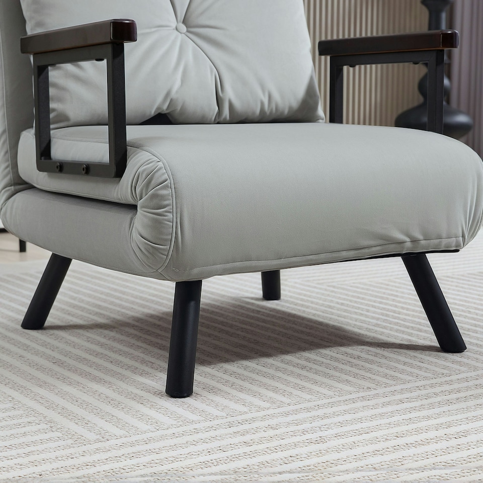 image 1 of HOMCOM Click Clack Single Chair Bed Settee for Living Room, Light Grey 