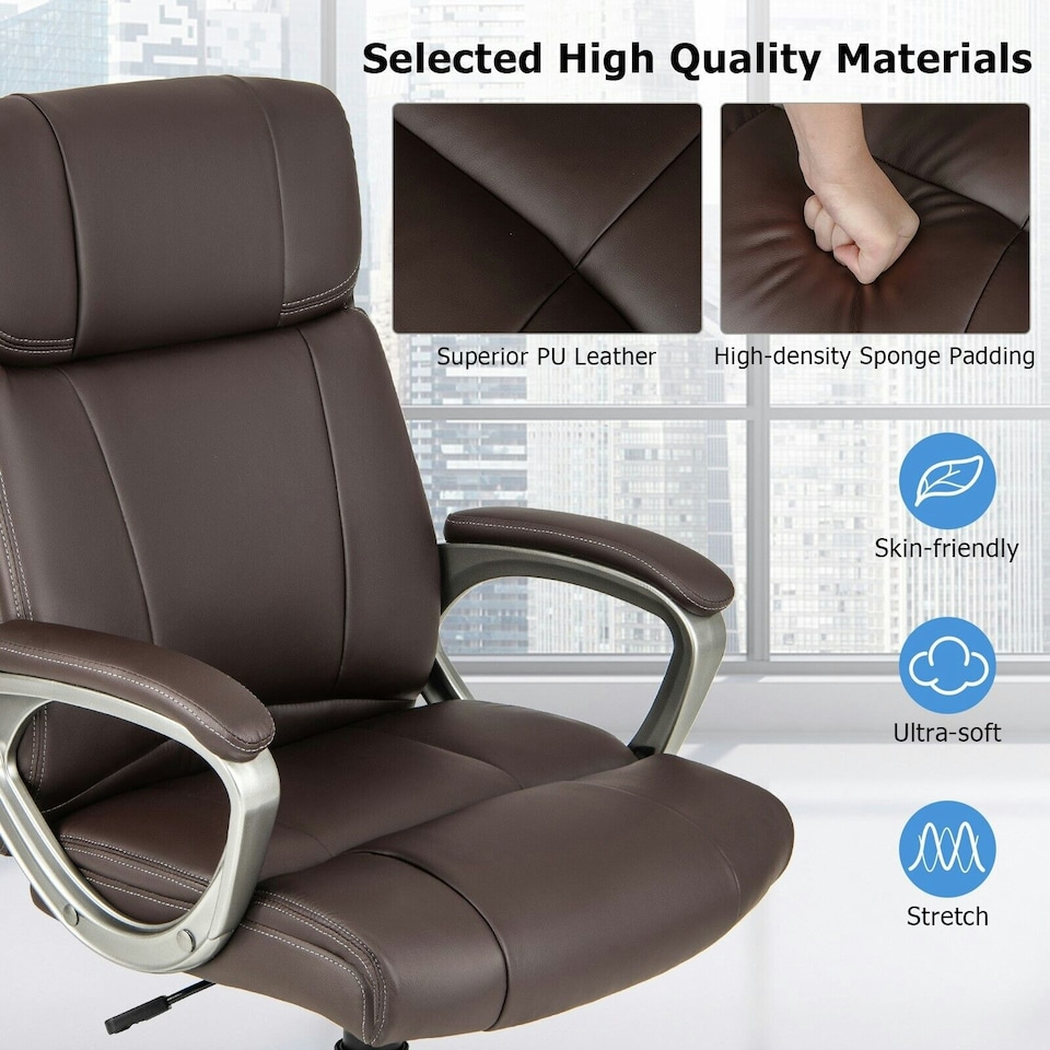image 1 of COSTWAY Executive Office Chair Computer Desk Chair Brown Brown