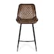 image 1 of Real Genuine Leather Breakfast Kitchen Bar Stool Tan Brown With Back Rest 106cm High x 50cm Wide x 59cm Deep Seat Height 70cm